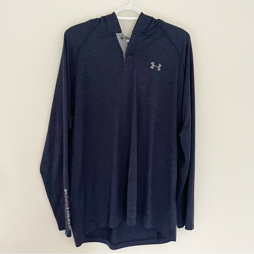 Under Armour Men's Quarter Snap Heatgear Loose Dark Blue Navy Hoodie